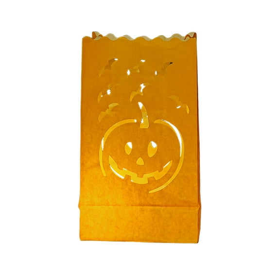 SLYNSHome Halloween Luminary Candle Bags Flame Resistant Candle Bags with Pumpkin Patterns for Halloween Party Supplies