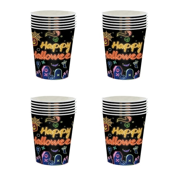 SLYNSHome Halloween Party 24 Pcs Paper Cup,Disposable Tableware Halloween Themed Party Supplies for Home Outdoor Decorations