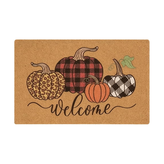 SLYNSHome Halloween Pumpkin Doormat, Black White Patterned Entryway Rug, Washable Non Slip Floor Mat for Bathroom Kitchen Living Room Indoor Outdoor Decor