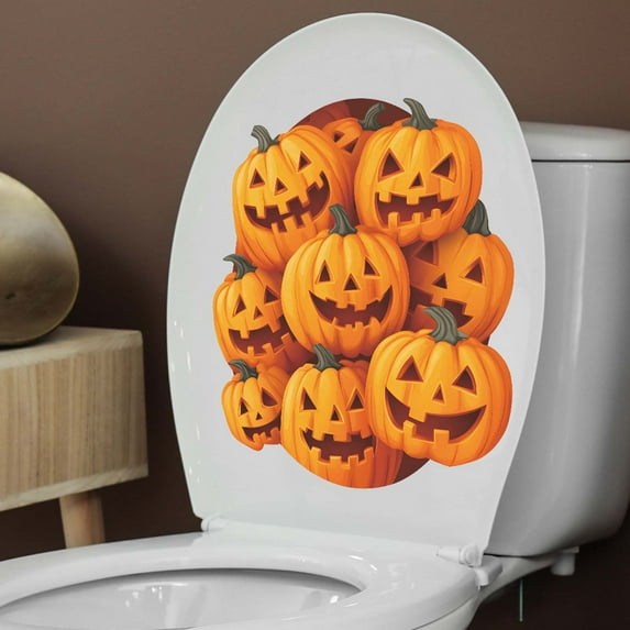 SLYNSHome Halloween Pumpkin Sticker,Waterproof Toilet Lid Sticker Decals Halloween Party Decor DIY Party Supplies