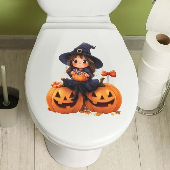 SLYNSHome Halloween Pumpkin Sticker,Waterproof Toilet Lid Sticker Decals Halloween Party Decor DIY Party Supplies