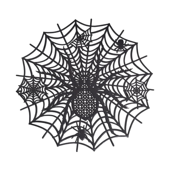 SLYNSHome Halloween Spider Web Pattern Placemat,Black Waterproof Oil Proof Heat Resistant Table Mat, Holiday Dining Kitchen Decor For Seasonal Parties
