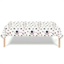 SLYNSHome Halloween Tablecloth Party Supplies,Plastic Disposable Table Covers with Eyesballs Print for Indoor Outdoor Decoration