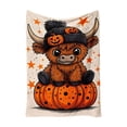thumbnail image 1 of SLYNSHome Halloween Throw Blanket Cute Highland Cow Sitting On Pumpkin Print Soft Flannel Fleece Cozy Lightweight Decorative Blanket For Couch Sofa Bedroom Fall Home Decor, 1 of 6