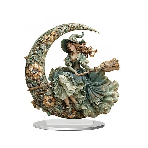 SLYNSHome Halloween Witch Decorations for Tabletop Centerpiece,Craft Acrylic Witch Ornament for Home,Holiday,Party Supplies