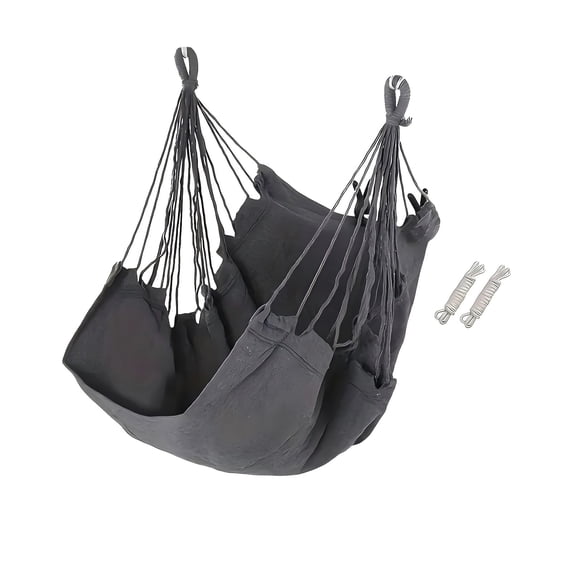 SLYNSHome Hammock Chair Hanging Rope Swing,Gray Large Macrame Hanging Chair Durable & Spacious Full Body Support
