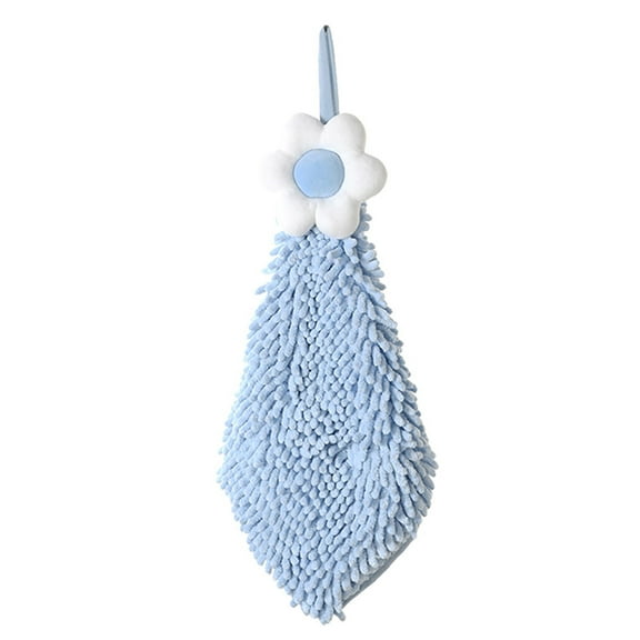 SLYNSHome Hand Towels for Bathroom & Kitchen Towels Decorative Flower Hanging Hand Towel Absorbent Thick Microfiber Hand Towel - Blue