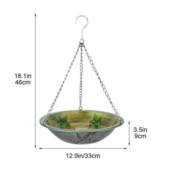 SLYNSHome Hanging Birdbath Bird Feeder for Outdoor Decoration,Cute Metal Bird Bath Bowl with Chain Backyard Birdbath Garden Decor