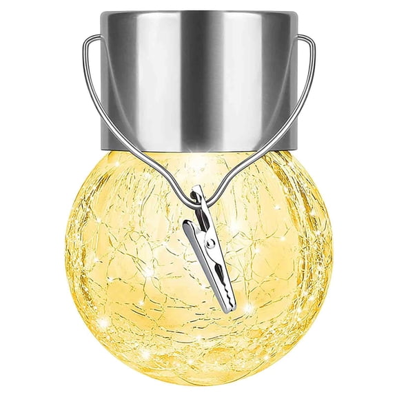 SLYNSHome Hanging Solar Lights,Warm Decorative Cracked Glass Ball Light,Solar Powered Waterproof Globe Lighting for Garden, Tree