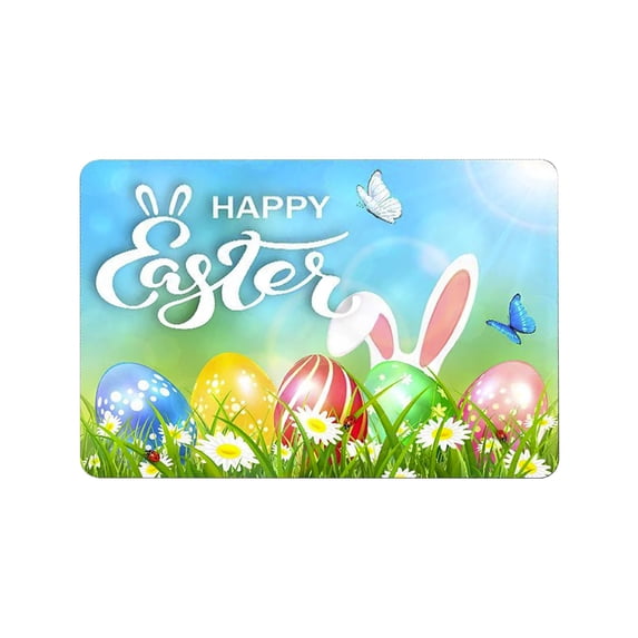 SLYNSHome Happy Easter Door Mat Decorative Bunny Welcome Doormat for Indoor Outdoor,Spring Floor Mat Non-Slip for Porch Entrance