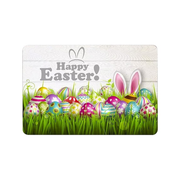 SLYNSHome Happy Easter Door Mat Decorative Bunny Welcome Doormat for Indoor Outdoor,Spring Floor Mat Non-Slip for Porch Entrance
