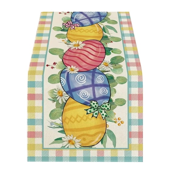 SLYNSHome Happy Easter Table Runner 72 inch Spring Easter Egg Decoration Farmhouse Home Dining Room Kitchen Table Decor