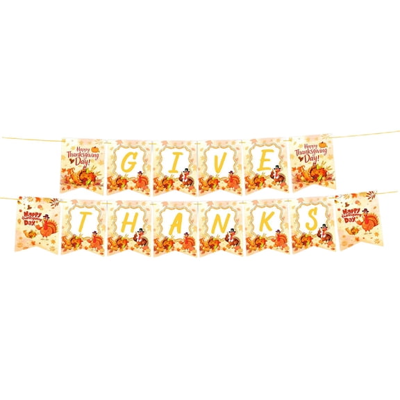 SLYNSHome Happy Thanksgiving Banner, Maple Leaf Fall Harvest Pennant Garland, Hanging Bunting Decor For Indoor Home Dinner Mantel Autumn Holiday Party Atmosphere Decoration