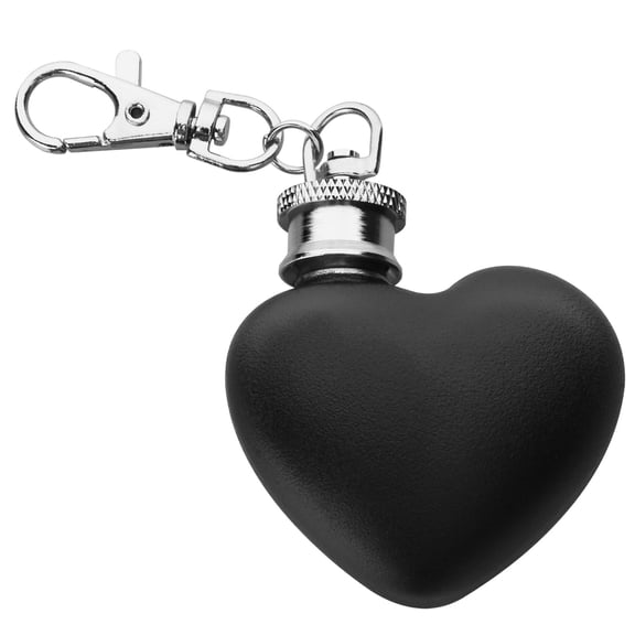 SLYNSHome Heart Flask Keychain Valentines Day Gifts Black Stainless Steel Mini Heart Flask for Men Women Birthday Gifts