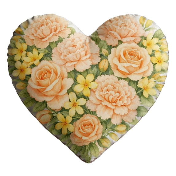 SLYNSHome Heart Pillow Flower Printed Soft Heart Shaped Pillow Decorative Throw Pillows for Bed Couch Chair Sofa Throw Pillow Cushion