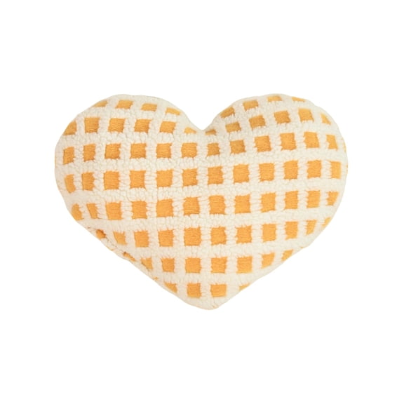 SLYNSHome Heart Pillows Spring Valentines Day Decor,Yellow Shaped Heart Throw Pillows for Bed,Fur Plush Cushion for Chair Sofa Living Room - L