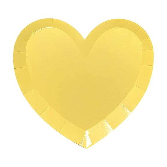 SLYNSHome Heart Shaped Plates Party Supplies Yellow Paper Plates Disposable Love Dinner Dessert Plate Tableware for Valentines Day Anniversary Wedding