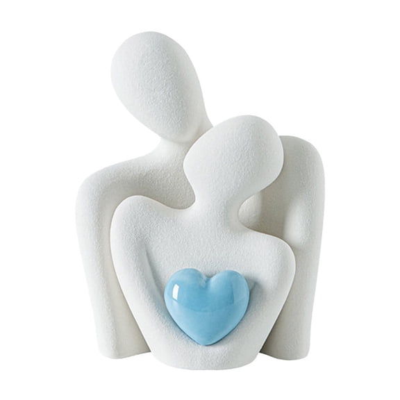 SLYNSHome Hugging Couple Statue Home Decorations Abstract Ceramic Lover Figurine Valentines Decor Valentine's Day Gifts - 3.4 inch - Blue