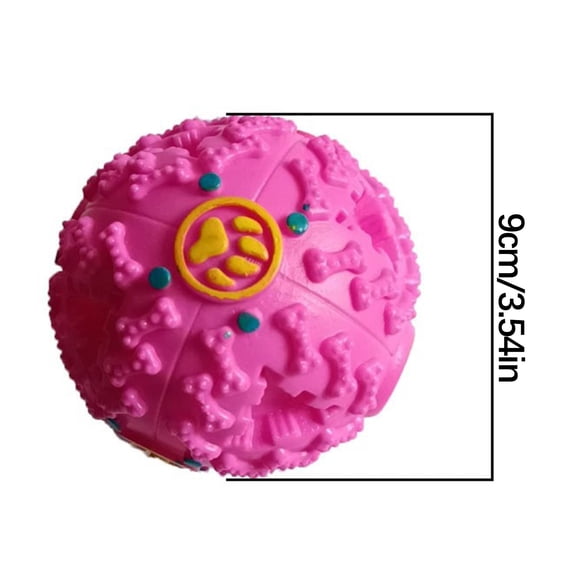 SLYNSHome Indestructible Squeaky Dog Ball Toys,Relieves Anxiety Cleans Teeth Interactive Chew Toy for Aggressive Chewers - Hot Pink - L - 3.5 inch