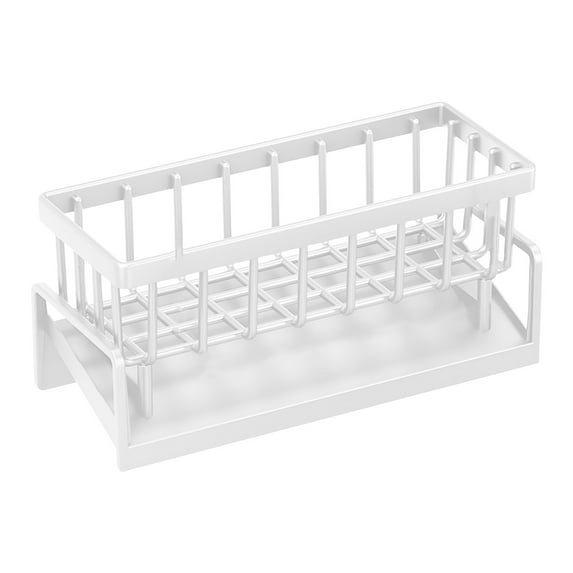 SLYNSHome Kitchen Sink Organizer Sponge Stand Rack Plastic Drainage Storage Tool Compact Stylish Rust Prevention - White