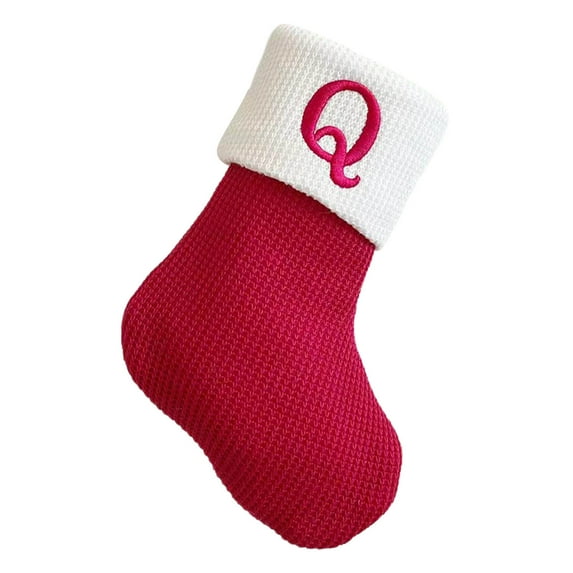 SLYNSHome Knit Christmas Stockings with Monogram,Personalized Initial Christmas Stocking Family Holiday Xmas Party Decor - Q
