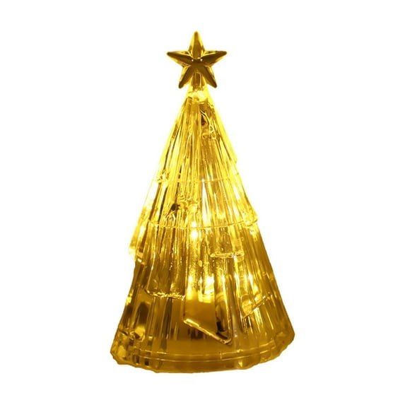 SLYNSHome LED Lighted Christmas Tree,Acrylic Xmas Tree Night Light Holiday Decoration Light Up Glitter Tabletop Tree Figurine Christmas Gifts