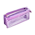 thumbnail image 1 of SLYNSHome Large Mesh Pencil Case with 2 Compartment,Clear Pen Bag Pencil Pouch Transparent Makeup Bag for Business Travel Office Supplies - Purple, 1 of 8