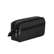 SLYNSHome Large Pencil Case,Big Capacity Pencil Pouch Pen Bag with 3 Compartment,Portable Canvas Stationery Organizer with Zipper for Home Office Supplies - Black