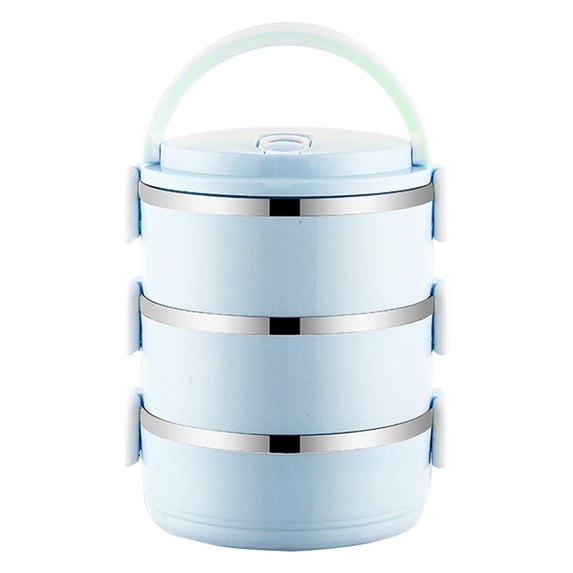 SLYNSHome Lunch Box Stainless Steel Bento Box,Portable Stackable 3 Layers Food Containers,Large Capacity Leakproof Insulated Lunch Box - Blue