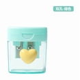 thumbnail image 1 of SLYNSHome Manual Pencil Sharpener Office Supplies,Compact Dual Holes Sharpeners with Heart,Handheld Plastic Pencil Sharpener - Green, 1 of 2