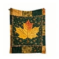 thumbnail image 1 of SLYNSHome Maple Leaf Throw Blanket, Autumn Plaid Fall Pattern Plush Blanket,Yellow Soft Lightweight Warm Flannel Cover with Fringe for Sofa Bed Camping Thanksgiving Home Decor, 1 of 7