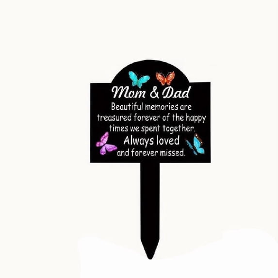 SLYNSHome Memorial Stakes Grave Decorations for Cemetery,Mom and Dad Memorial Plaques Markers for Cemetery Humans Outdoor Yard Garden