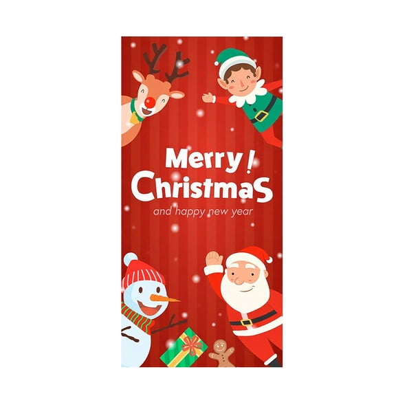 SLYNSHome Merry Christmas Door Cover Decoration,Xmas Cartoon Santa Banner Background Backdrop Christmas Party Photo Booth Prop for New Year Christmas Eve