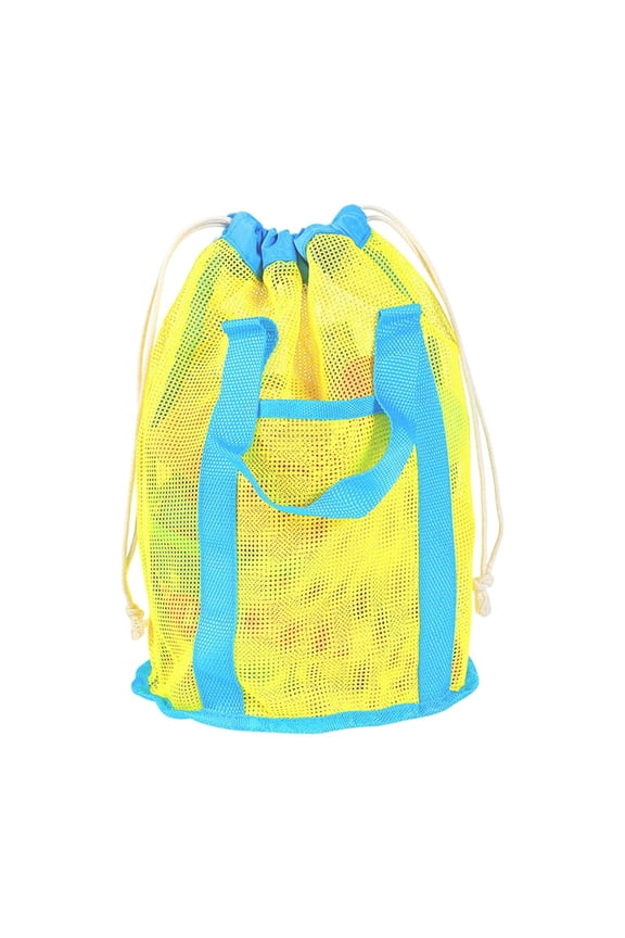 Mesh Drawstring Bags for Sports,Mesh Beach Bag Tote Handbag for Family,Pool Bag Vacation Essentials - Yellow