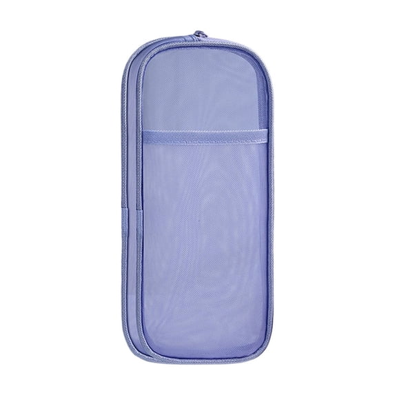 SLYNSHome Mesh Pencil Case Zipper Storage Pouch,Blue Breathable Multi-Layer Organizer Bag For Cosmetic Brushes, Office Small Supplies And Daily Accessories