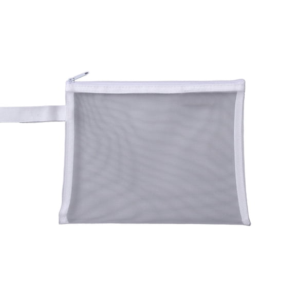 SLYNSHome Mesh Zipper Pouch A5 Size,White Large Pocket Lightweight Nylon Transparent File Bag with Handle Document Storage Bag