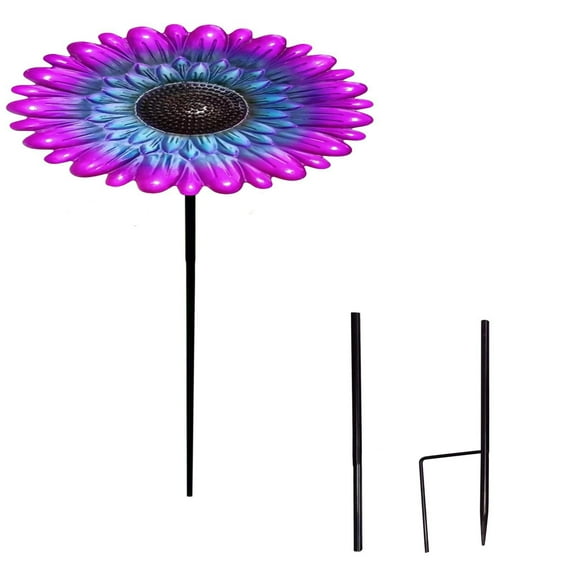 SLYNSHome Metal Bird Bath for Outdoor,Garden Bird Bath & Bird Feeders with Metal Stake Flower Shaped Hummingbird Feeder for Yard Garden Patio - 8.46x19.6 inch