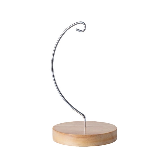 SLYNSHome Metal Display Stand, Wooden Base Curved Hanging Ornament Holder, Tabletop Decor Rack For Wind Chimes Pendants Home Desktop Decoration