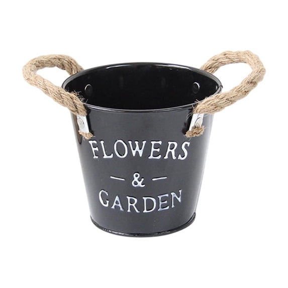 SLYNSHome Metal Flower Can Jug Rustic Flowers Vases,Black Vintage Farmhouse Bucket for Dried Floral Arrangements, Home, Wedding Table Centerpiece