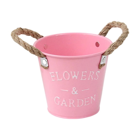 SLYNSHome Metal Flower Can Jug Rustic Flowers Vases,Pink Vintage Farmhouse Bucket for Dried Floral Arrangements, Home, Wedding Table Centerpiece