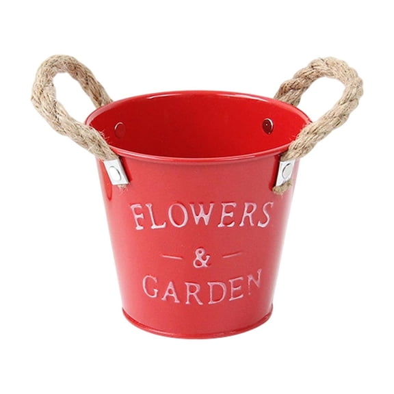 SLYNSHome Metal Flower Can Jug Rustic Flowers Vases,Red Vintage Farmhouse Bucket for Dried Floral Arrangements, Home, Wedding Table Centerpiece