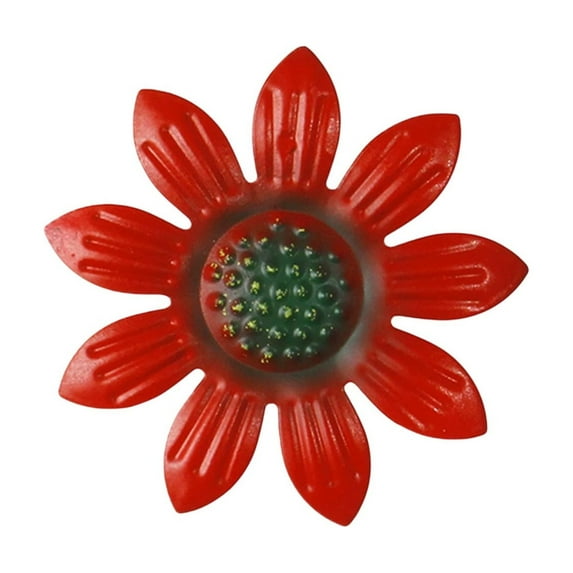 SLYNSHome Metal Flower Wall Art 3D Daisy Wall Decor Red Hanging Flower Rustic Farmhouse for Indoor Outdoor Home Living Room Office Garden