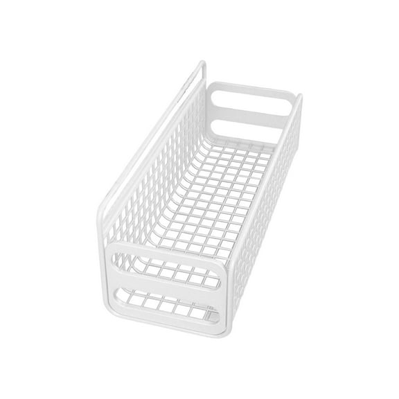 SLYNSHome Metal Wall Basket Storage Organizer for Kitchen Bathroom Shower Countertop Space Saving Durable Stainless Steel - White