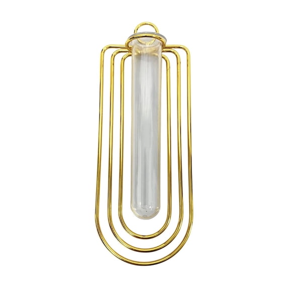 SLYNSHome Metal Wall Mounted Vase, Geometric Iron Art Hydroponic Planter,Gold Clear Test Tube Flower Holder For Indoor Wall Home Decor