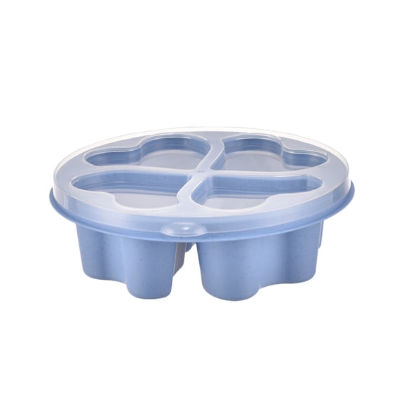 SLYNSHome Mini Bento-Box Snack Boxes,Reusable Small Portion Lunch Box with 4 Compartments,Wheat Straw Meal Prep Divided Food Storage Containers - Blue