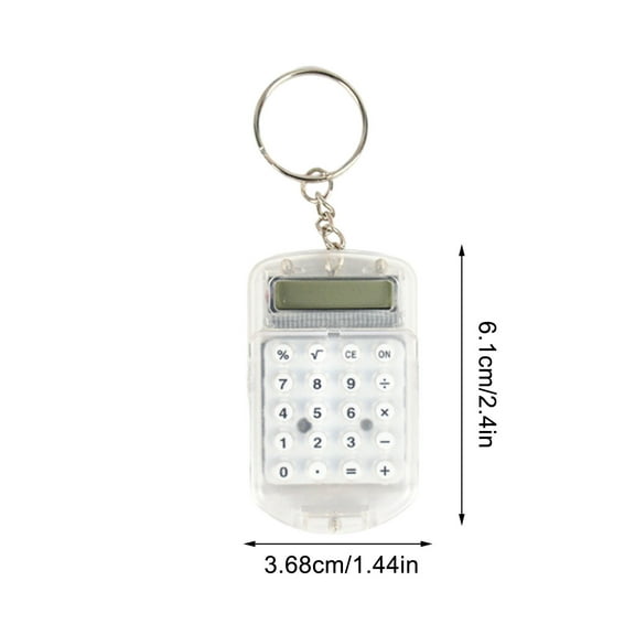 SLYNSHome Mini Pocket Calculator Key Ring Tiny Small Portable Calculator Office Supplies Office Accessories - White