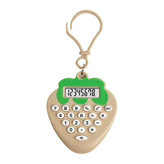 SLYNSHome Mini Pocket Calculator with Key Ring,Tiny Small Portable Electronic Calculator for Home Office Supplies - Beige