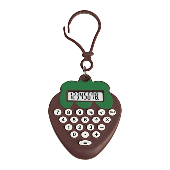SLYNSHome Mini Pocket Calculator with Key Ring,Tiny Small Portable Electronic Calculator for Home Office Supplies - Coffee