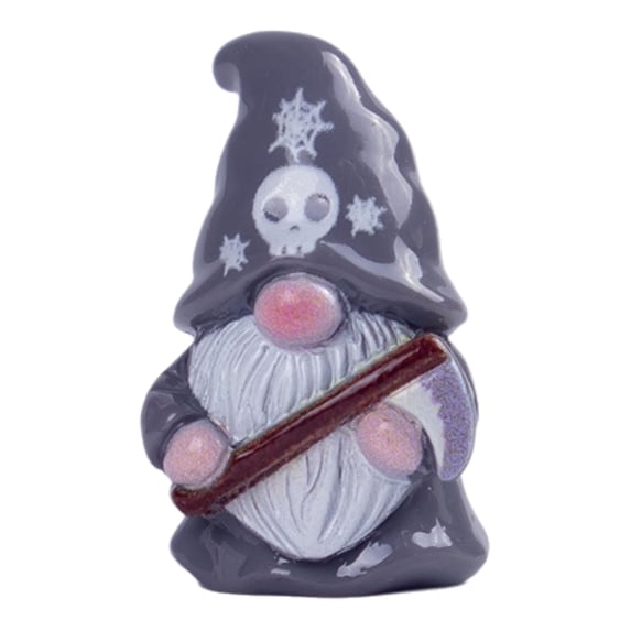 SLYNSHome Mini Resin Halloween Gnome Figurines,Gray Spooky Ghost Dwarf Statues, Tiny Tabletop Decor Ornaments For Indoor Holiday Scene Arrangement