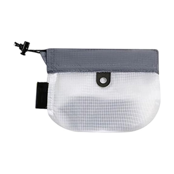 SLYNSHome Mini Waterproof Drawstring Pouch, Small Lightweight Mesh Storage Bag For Keys, Coins And Personal Items, Portable Carry Pouch For Beach, Pool And Outdoor Activities, Gray